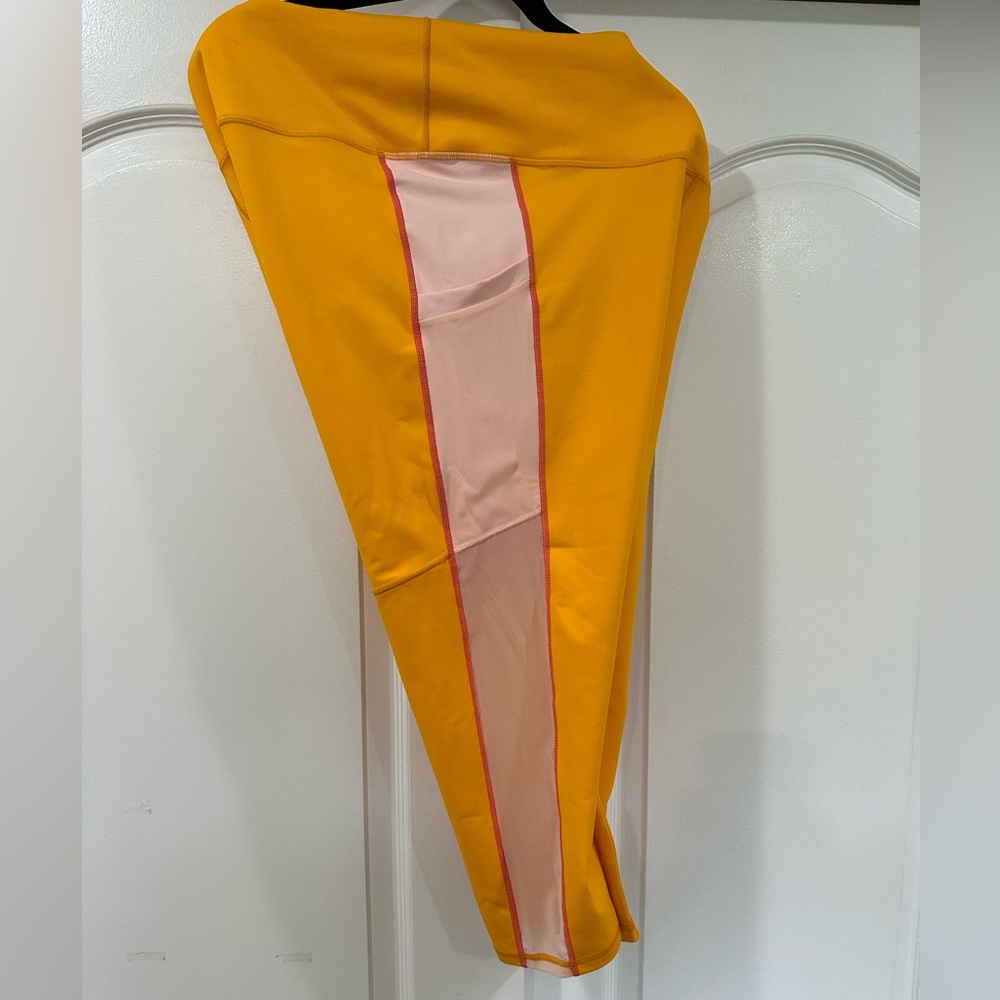 Fabletics high waisted leggings | feminine & cute | yellow & pink | like new